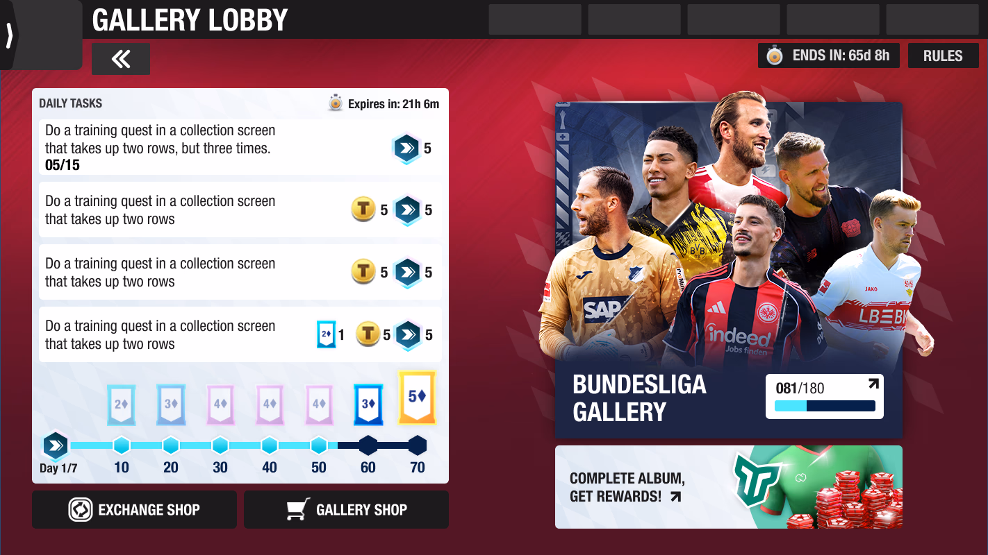 Bundesliga Gallery lobby screen from Top Eleven