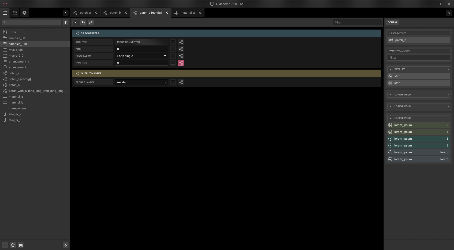 Patch configuration B in ELIAS Studio